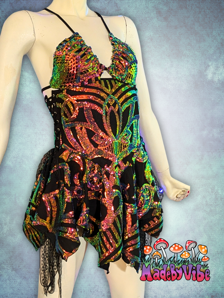 Midnight Aurora Sequin Fairy Dress - Made to Order Made by Vibe Midnight Aurora Sequin Fairy Dress - Made to Order Made by Vibe