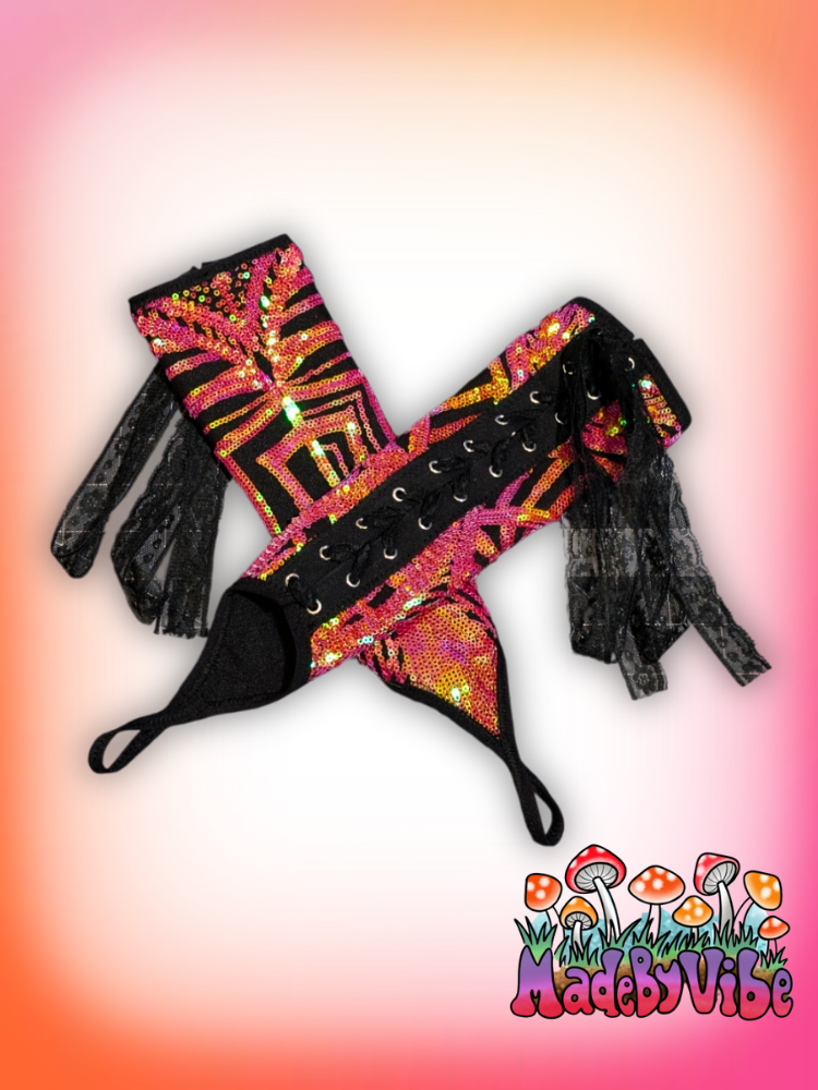 Princess Clementine Lace Up Arm Sleeves with Finger Loop - Made to Order