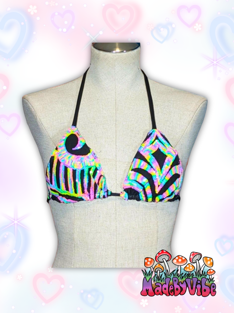 Nostalgic Neon Triangle Halter Top - Made to Order