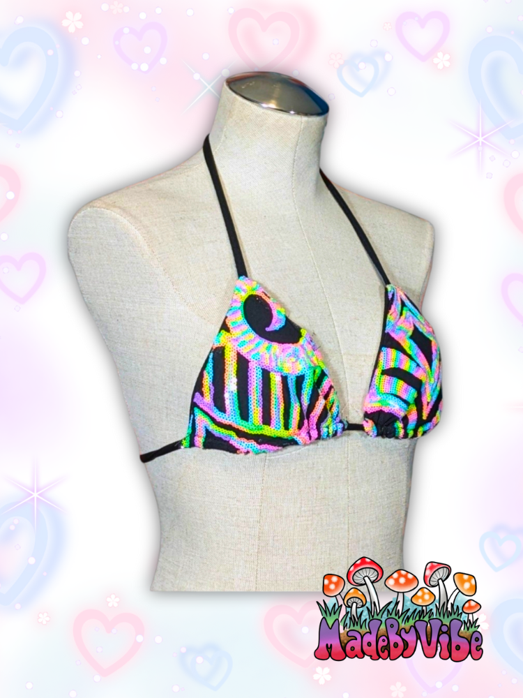 Nostalgic Neon Triangle Halter Top - Ready to Ship