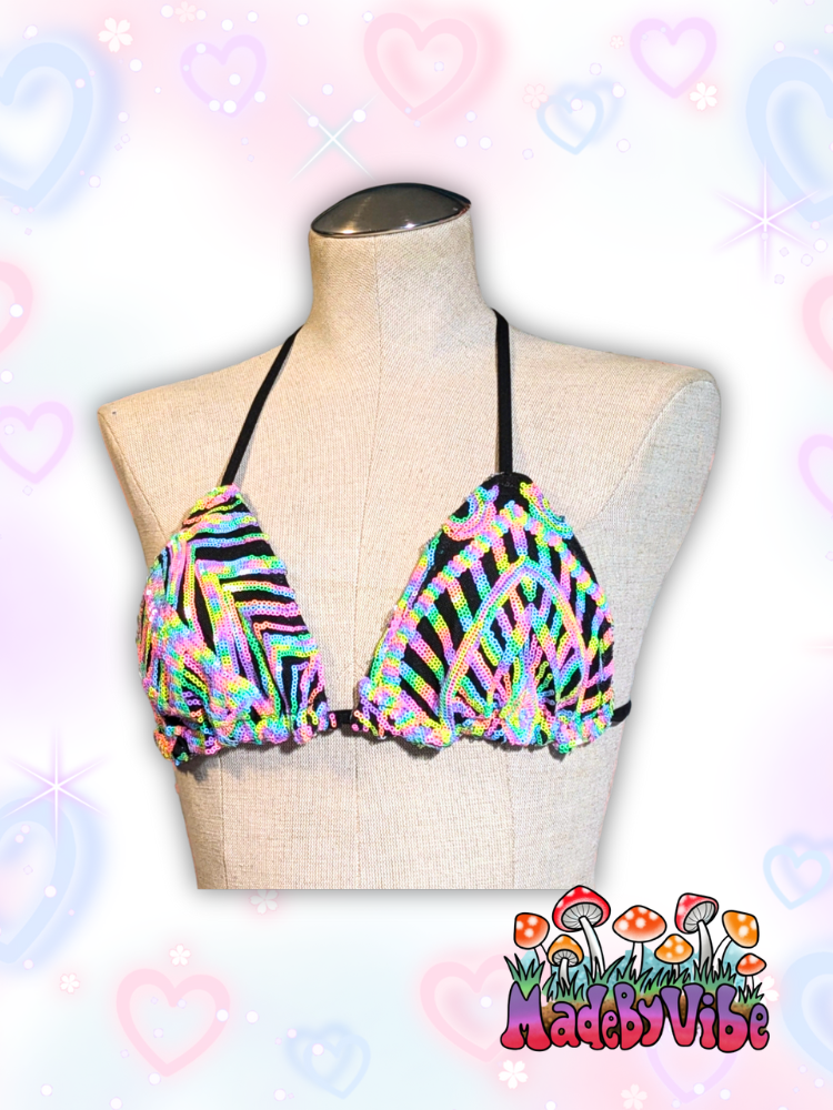 Nostalgic Neon Triangle Halter Top - Ready to Ship