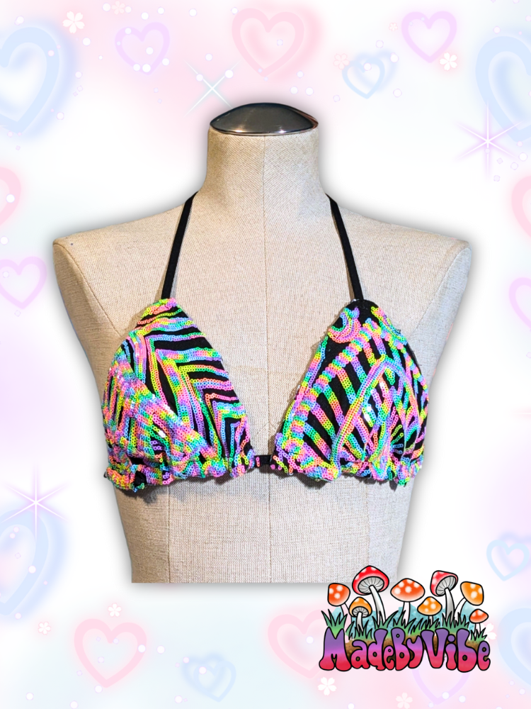Nostalgic Neon Triangle Halter Top - Made to Order