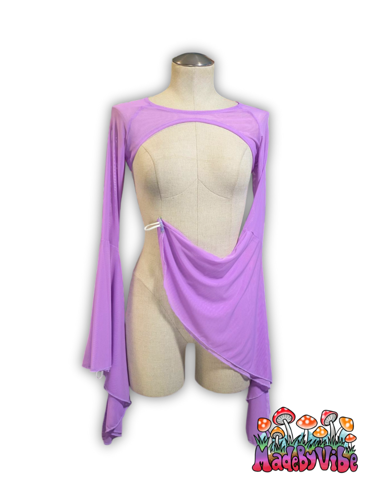 Light Purple Mesh Dramatic Flare Sleeve Shrug - Ready to Ship