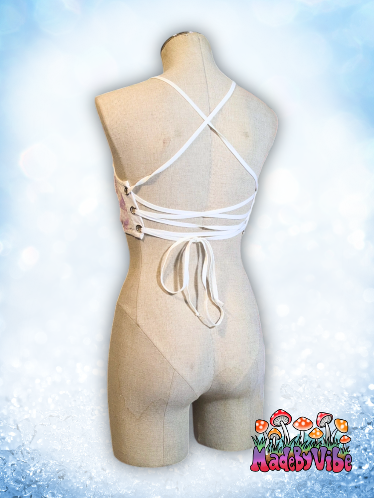 Icy Prism Lace Up Backless Crop Top - Ready to Ship