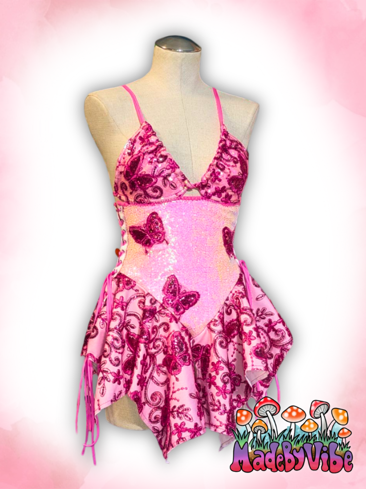 Flutter Fae Pink Sequin Fairy Dress - Size Medium - Ready to Ship