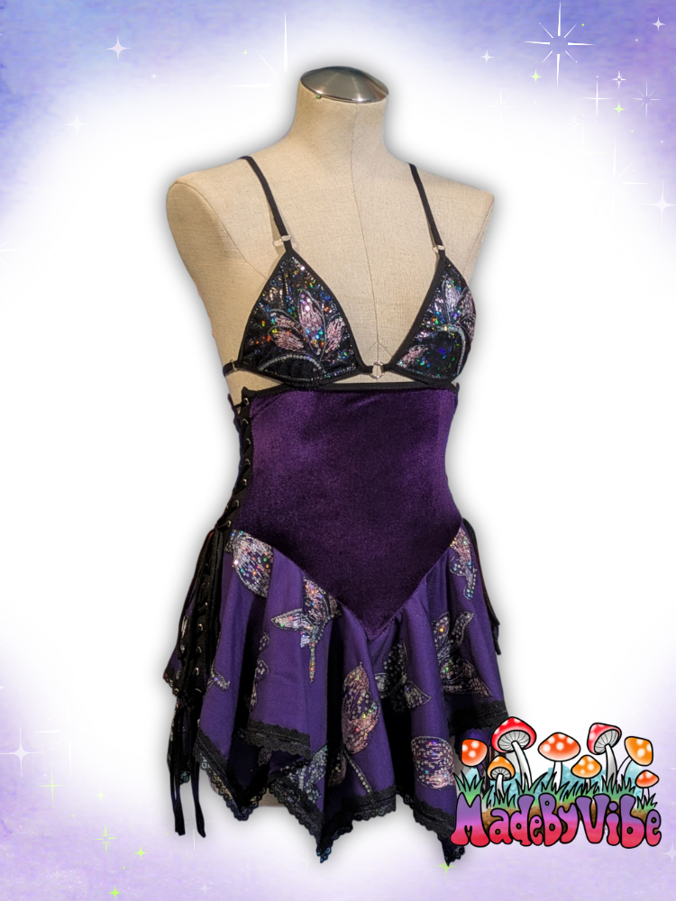 Purple Dragonfly Fairy Dress - Size Medium - Ready to Ship