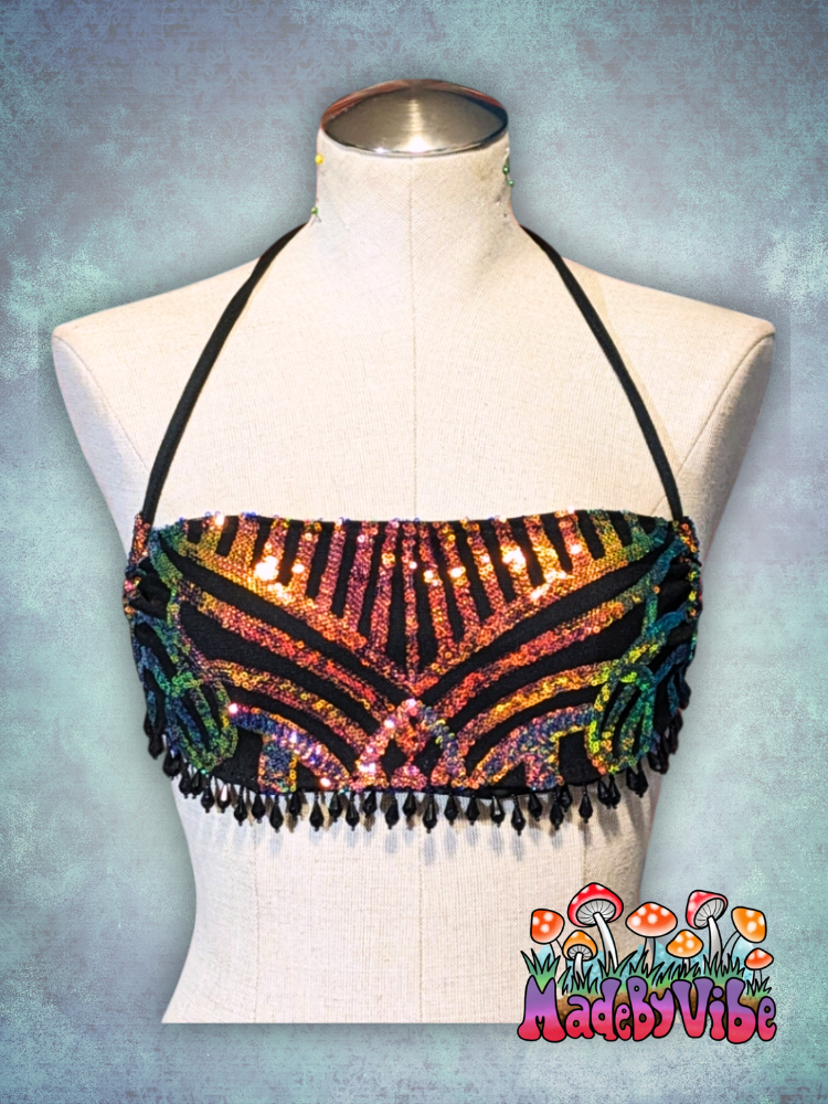 Midnight Aurora Cowl Neck Halter Top - Ready to Ship