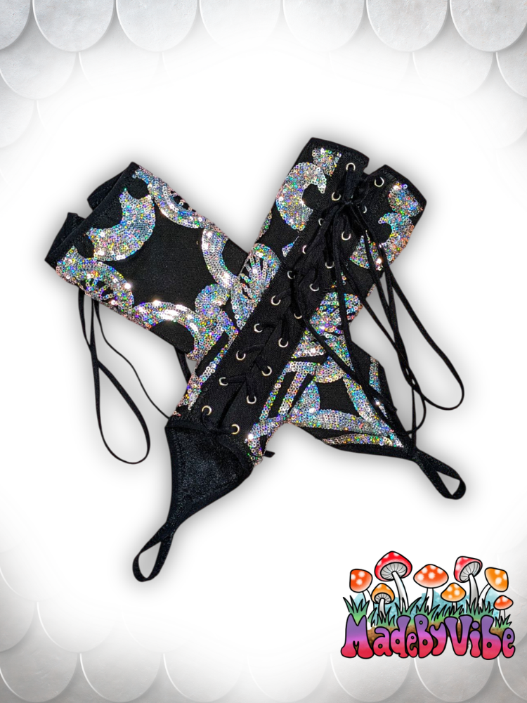 Armored Enchantress Lace Up Arm Sleeves with Finger Loop - Ready to Ship