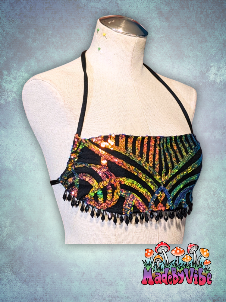 Midnight Aurora Cowl Neck Halter Top - Ready to Ship