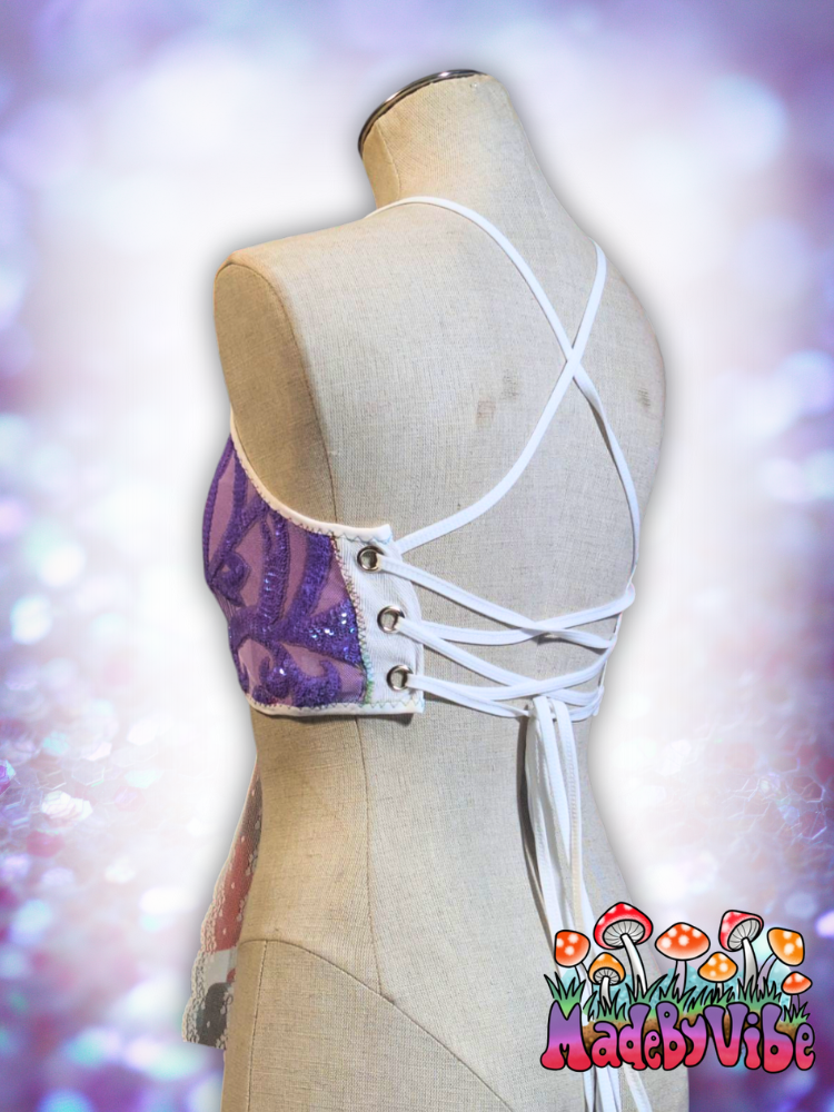 Lavender Haze Lace Up Backless Crop Top - Ready to Ship