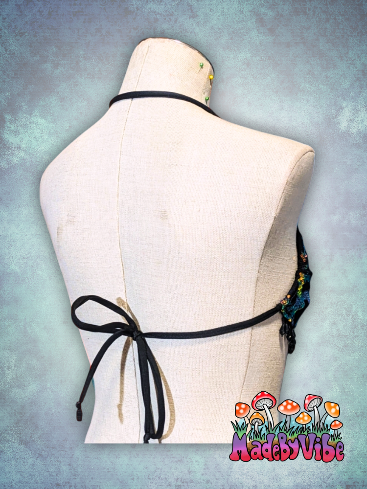 Midnight Aurora Cowl Neck Halter Top - Ready to Ship