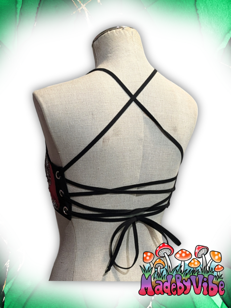 Emerald Nightfall Lace Up Backless Crop Top - Ready to Ship