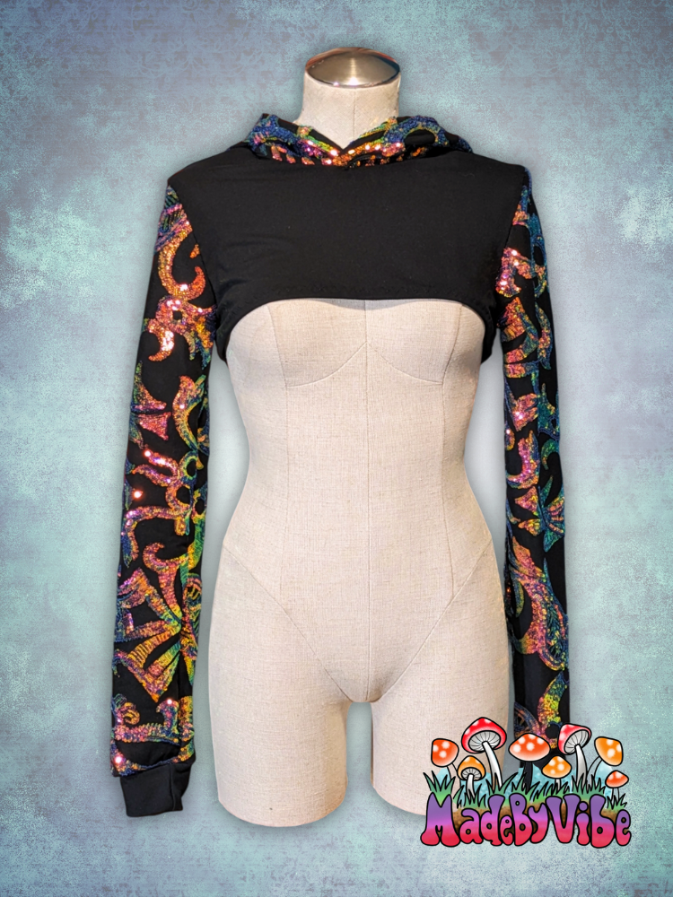 Midnight Aurora Hooded Ultra Crop Top - Made to Order