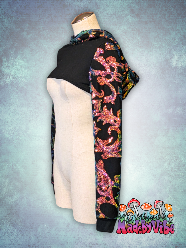 Midnight Aurora Hooded Ultra Crop Top - Made to Order