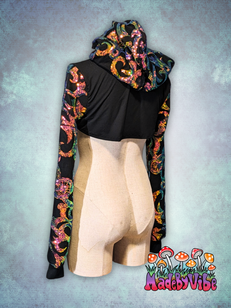 Midnight Aurora Hooded Ultra Crop Top - Made to Order