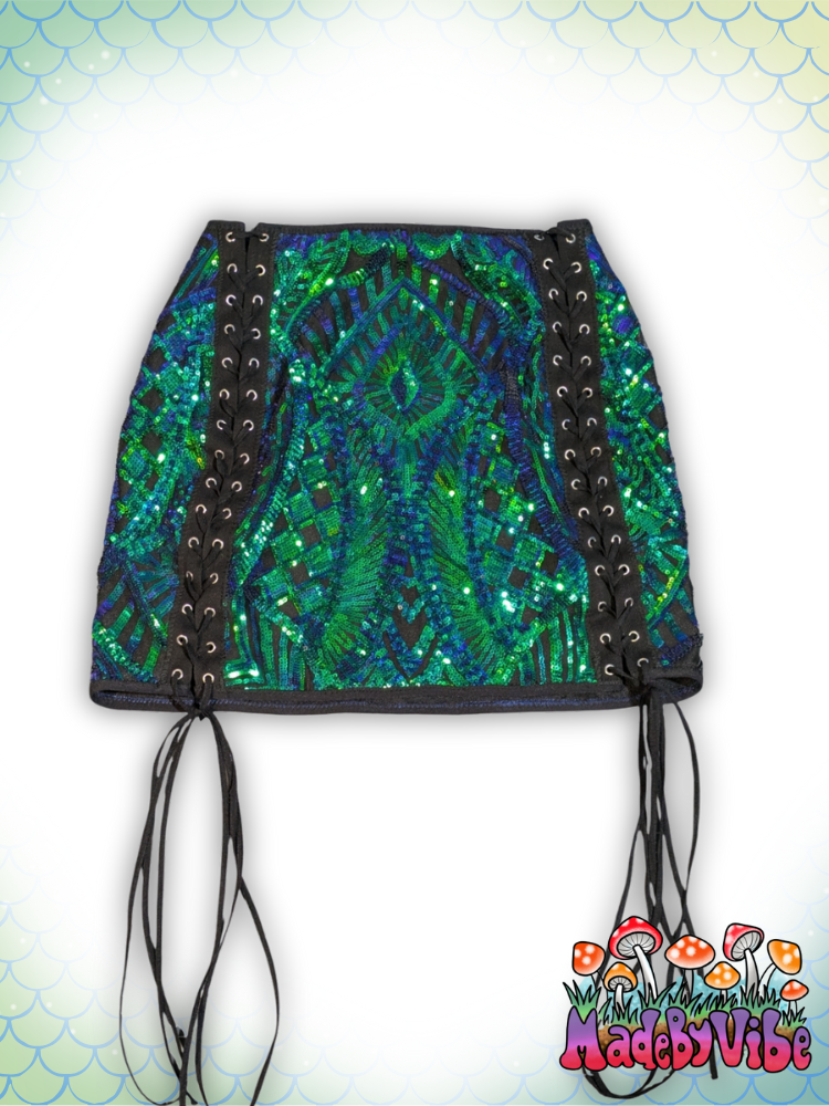 Dragon Queen Lace Up Sides Mini Pencil Skirt - Ready to Ship