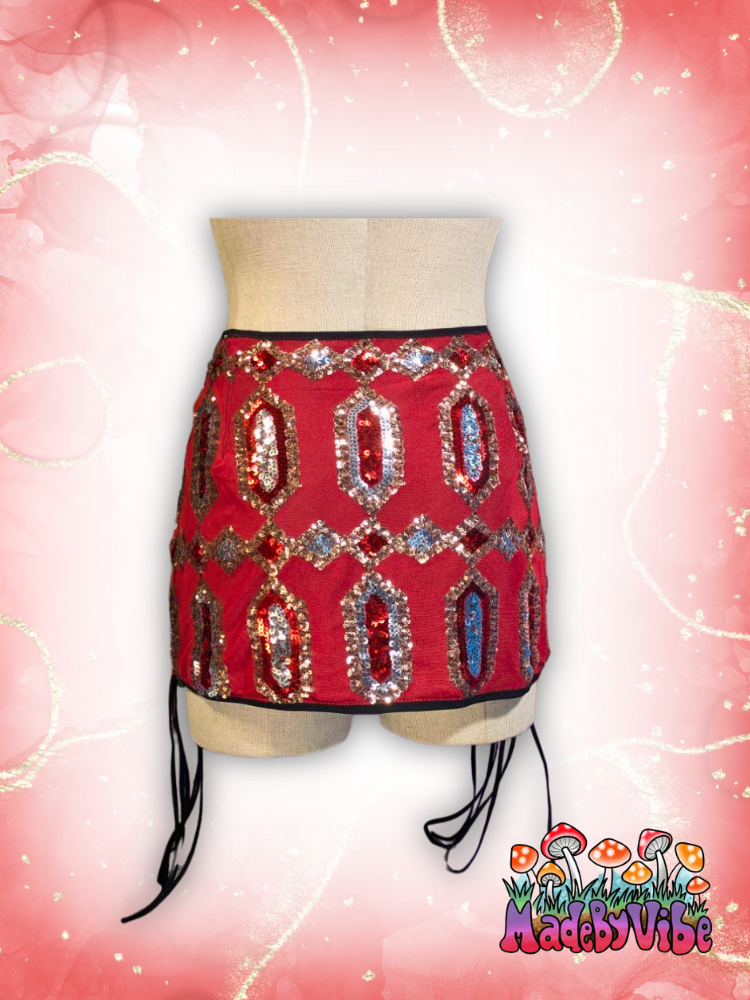 Royal Ruby Lace Up Sides Mini Pencil Skirt - Ready to Ship