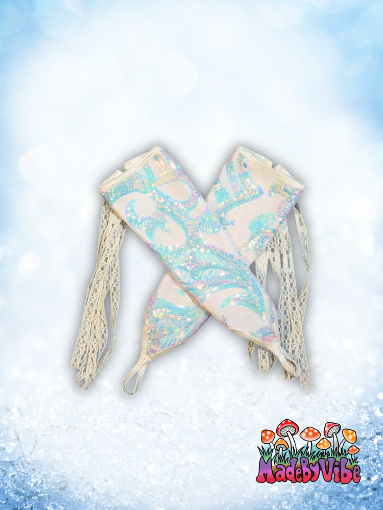 Icy Prism Lace Up Arm Sleeves with Finger Loop - Made to Order