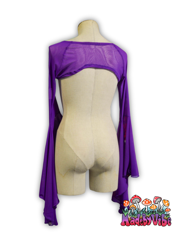 Purple Mesh Dramatic Flare Sleeve Shrug - Ready to Ship