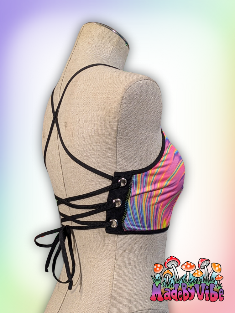 Prismatic Lace Up Backless Crop Top - Ready to Ship
