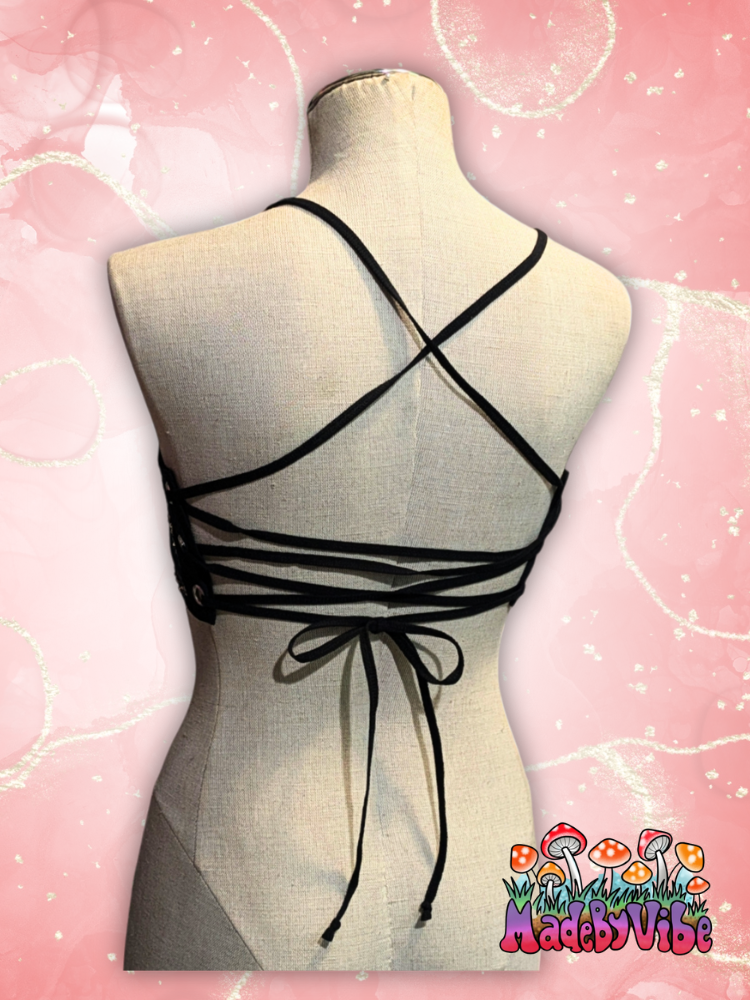 Royal Ruby Lace Up Backless Crop Top - Ready to Ship