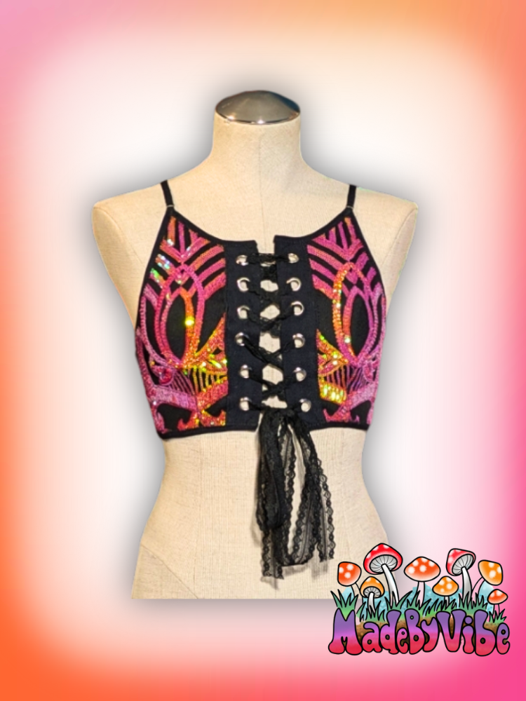 Princess Clementine Lace Up Backless Crop Top - Ready to Ship