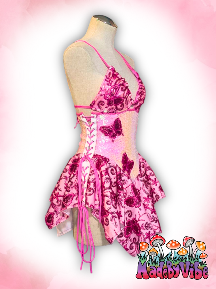 Flutter Fae Pink Sequin Fairy Dress - Size Medium - Ready to Ship