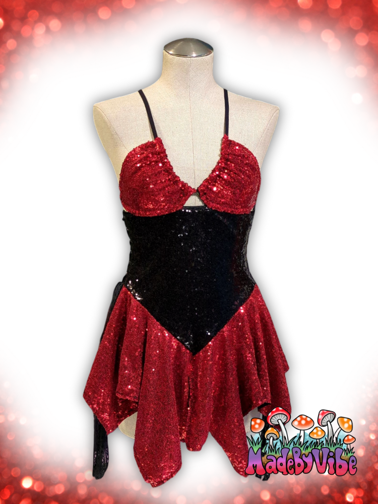 Red & Black Sequin Fairy Dress - Ready to Ship