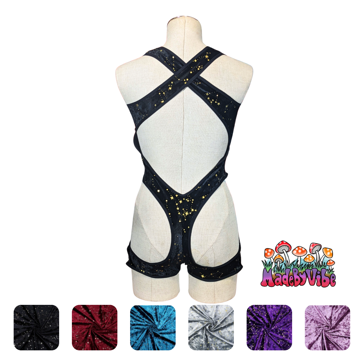 Constellation Velvet Cut Out Romper Bodysuit - Made to Order