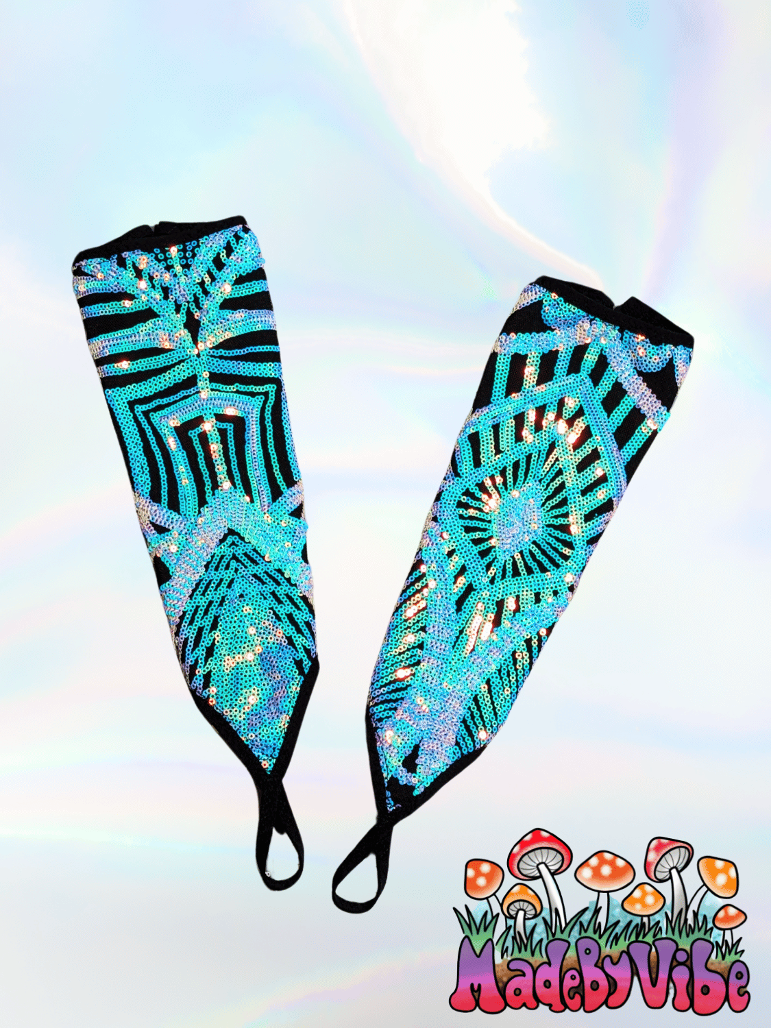 Opal Treasure Lace Up Arm Sleeves with Finger Loop - Made to Order