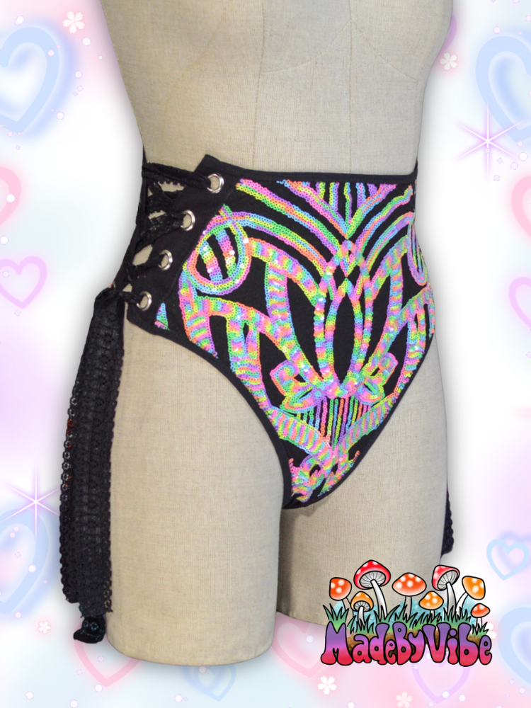 Nostalgic Neon Lace Up Rave Bottoms - Ready to Ship