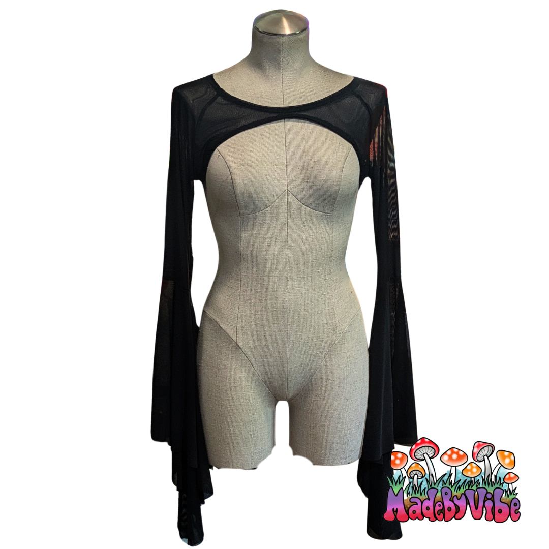 Mesh Dramatic Flare Sleeve Shrug - Made to Order