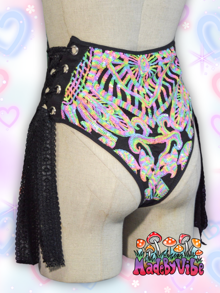 Nostalgic Neon Lace Up Rave Bottoms - Ready to Ship