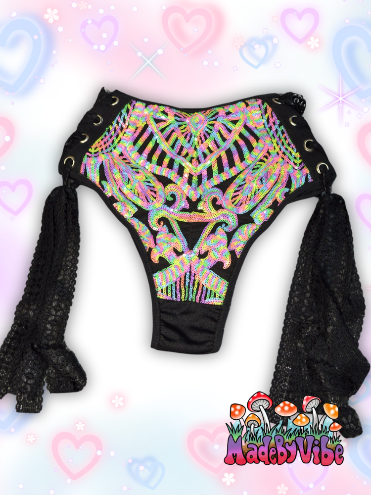 Nostalgic Neon Lace Up Rave Bottoms - Ready to Ship