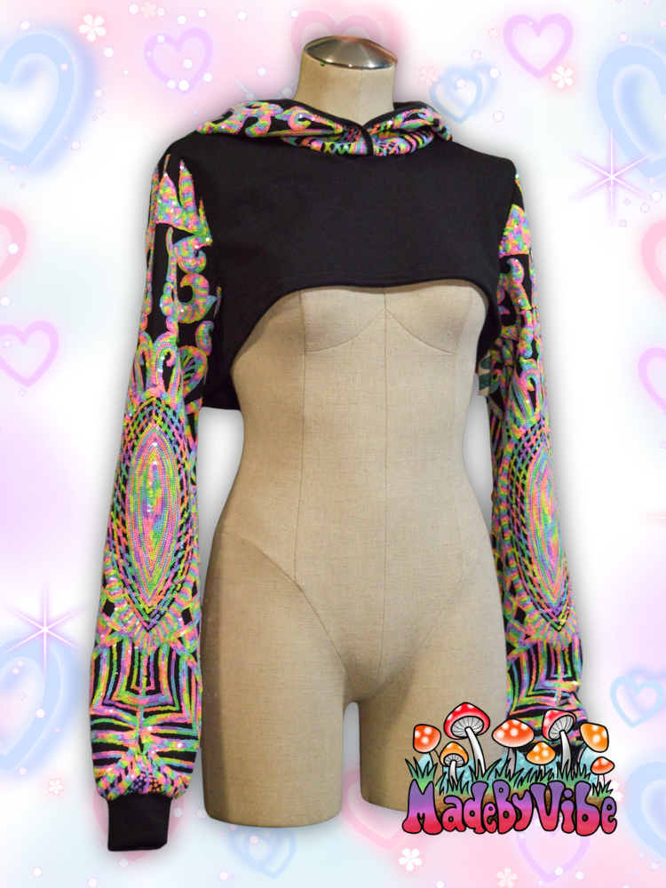 Nostalgic Neon Hooded Ultra Crop Top - Made to Order