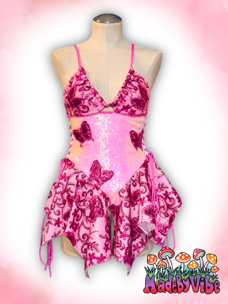 Flutter Fae Pink Sequin Fairy Dress - Size Medium - Ready to Ship
