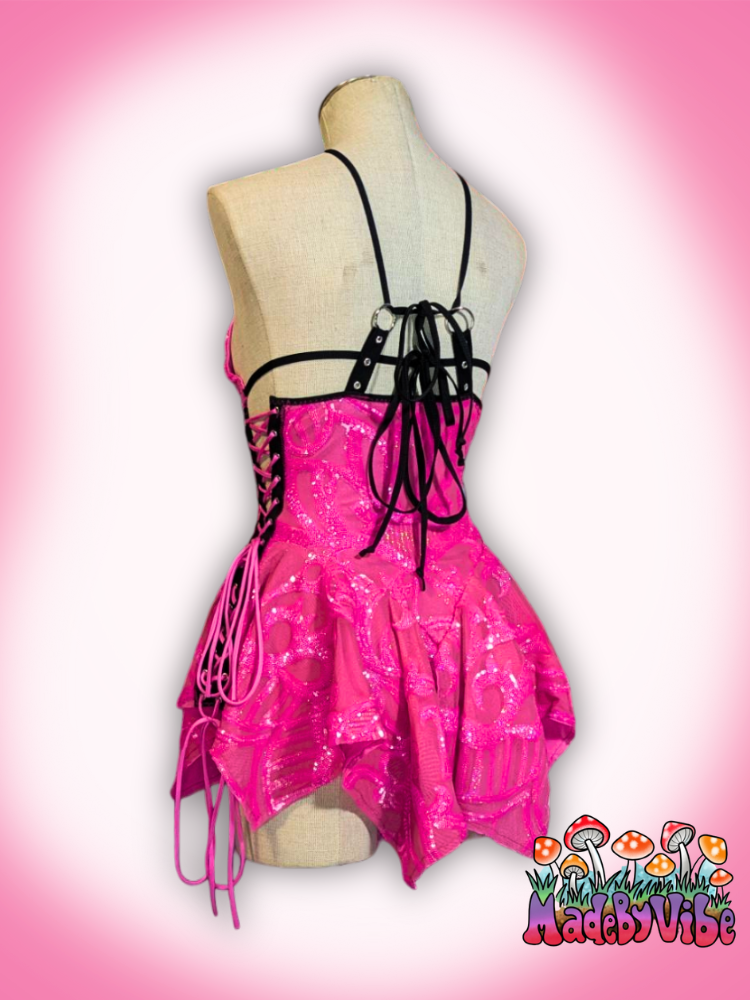 Hyper Pink Sequin Fairy Dress - Size Small - Ready to Ship