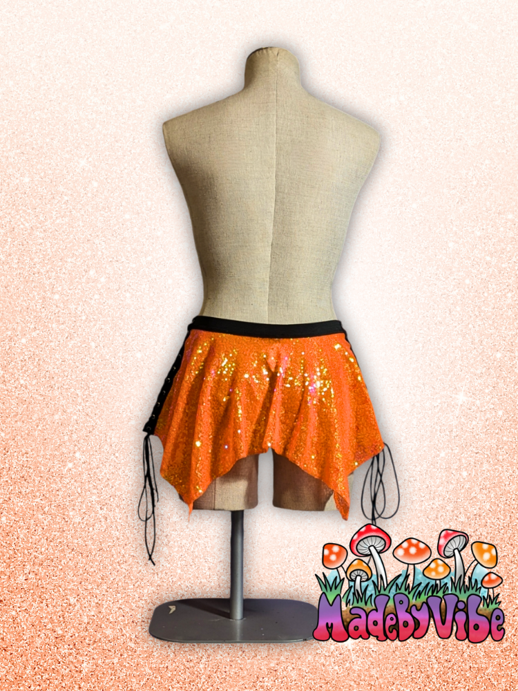 Orange Sequin Pixie Skirt - Made to Order