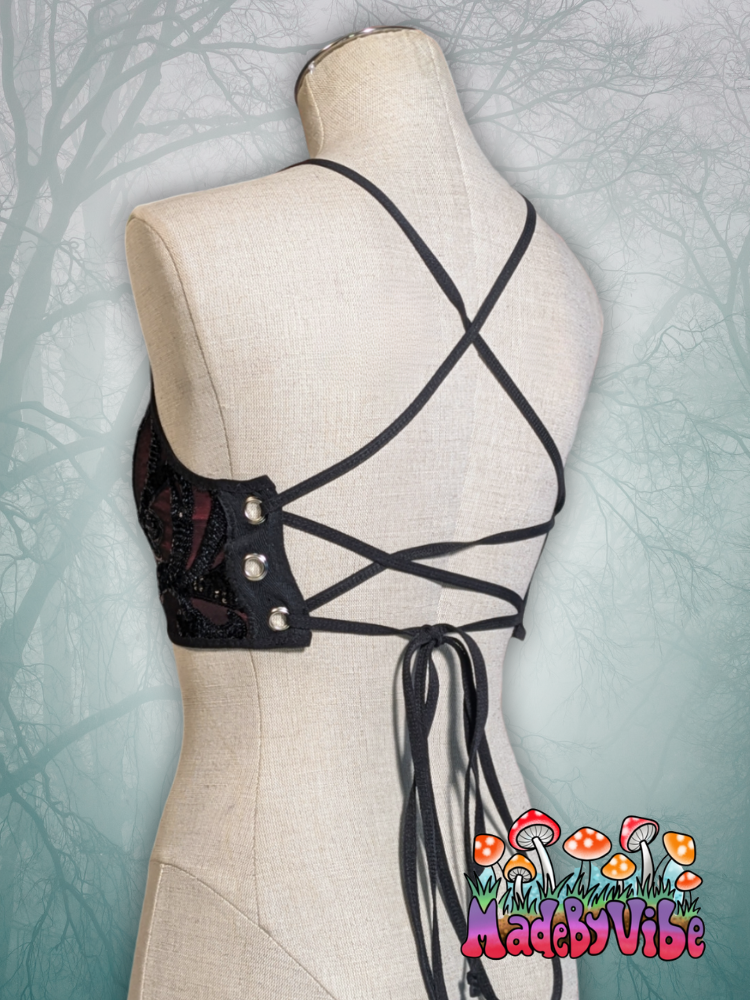 Vampira Lace Up Backless Crop Top - Ready to Ship