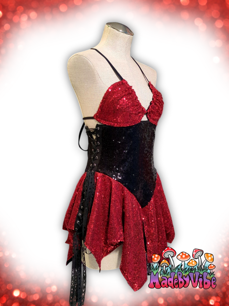 Red & Black Sequin Fairy Dress - Made to Order