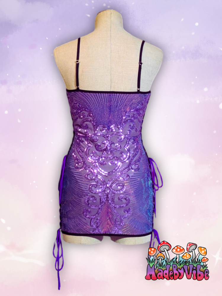 Purple Iridescent Sequin Mini Dress - Ready to Ship