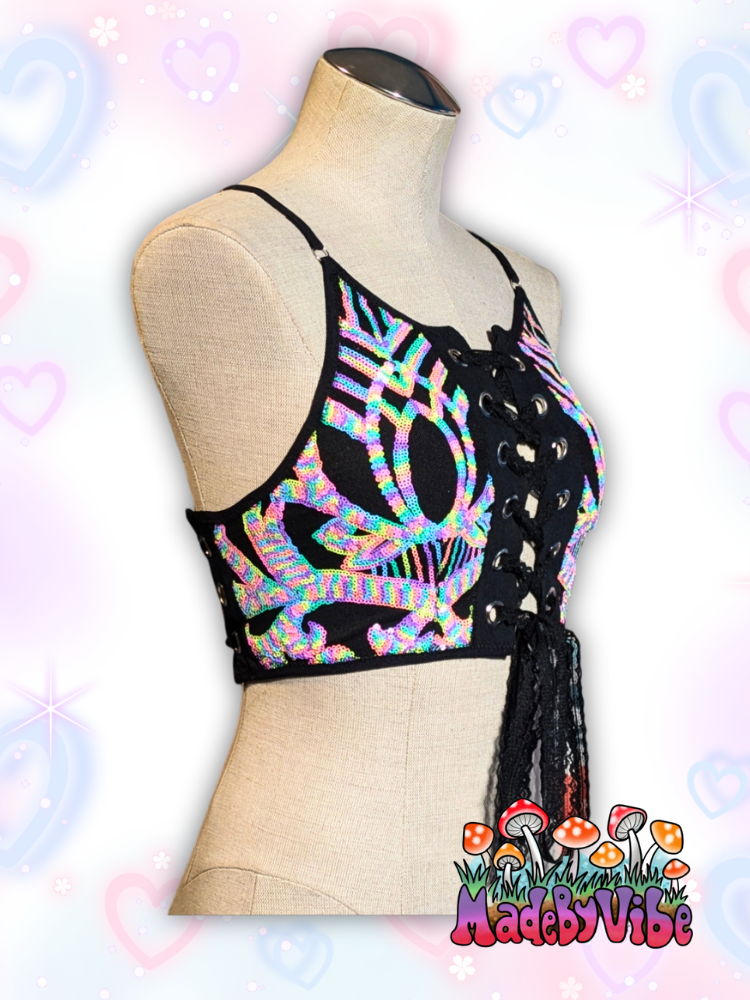 Nostalgic Neon Lace Up Backless Crop Top - Ready to Ship