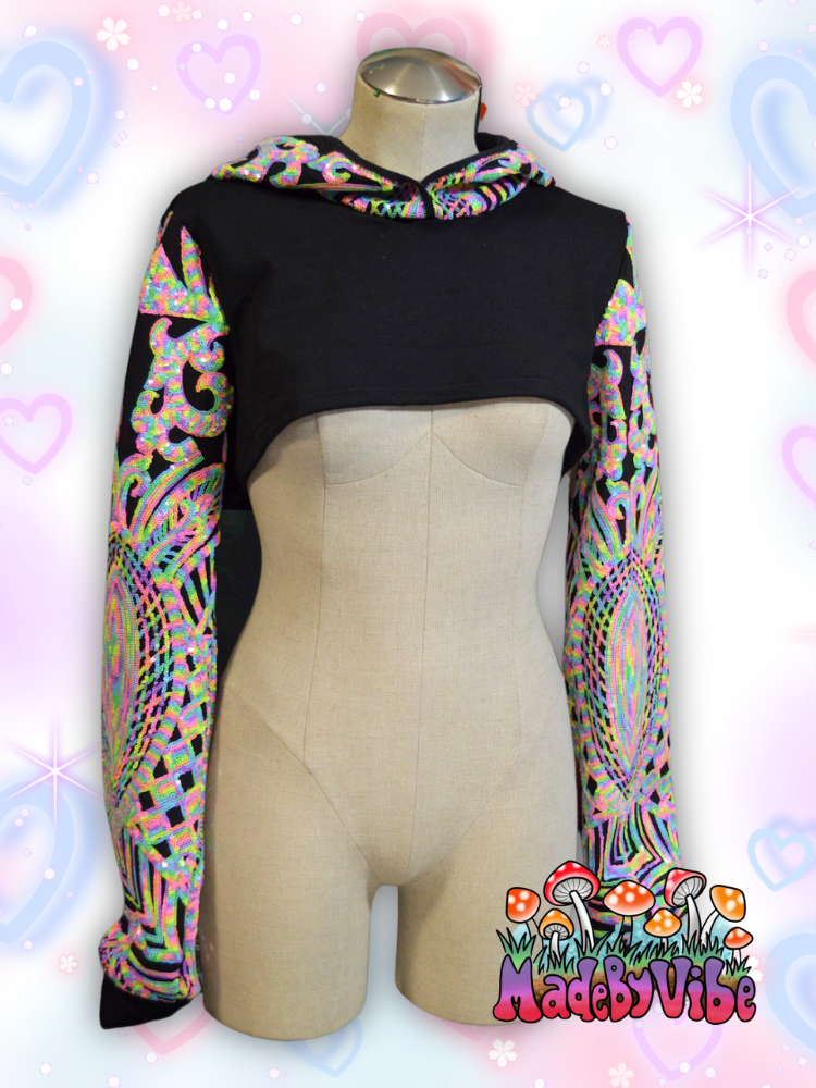 Nostalgic Neon Hooded Ultra Crop Top - Ready to Ship