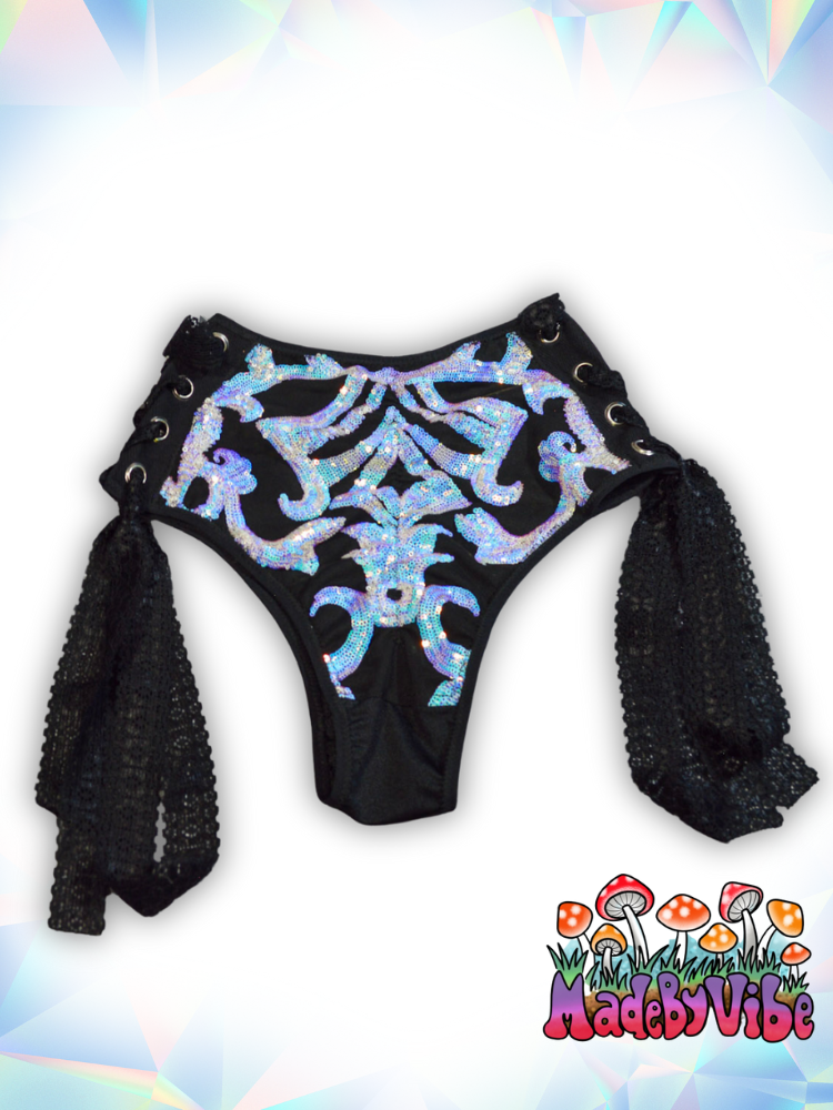 Opal Treasure Lace Up Rave Bottoms - Ready to Ship