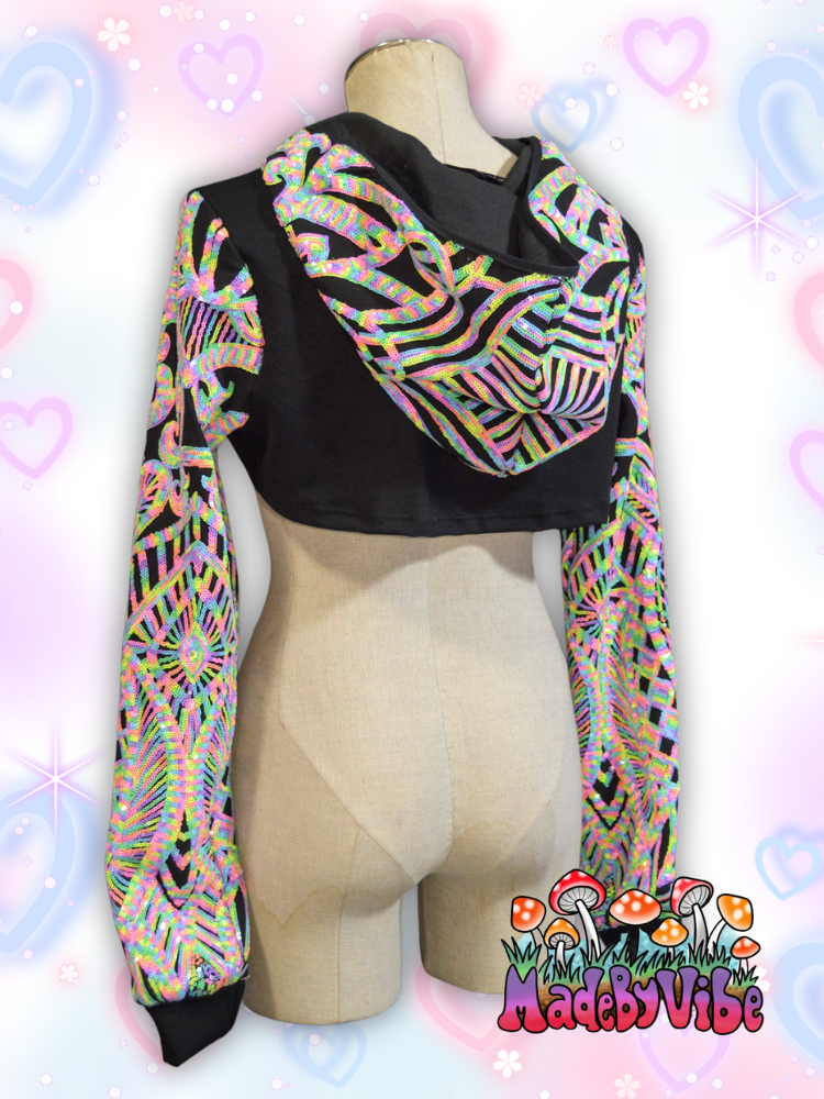 Nostalgic Neon Hooded Ultra Crop Top - Made to Order