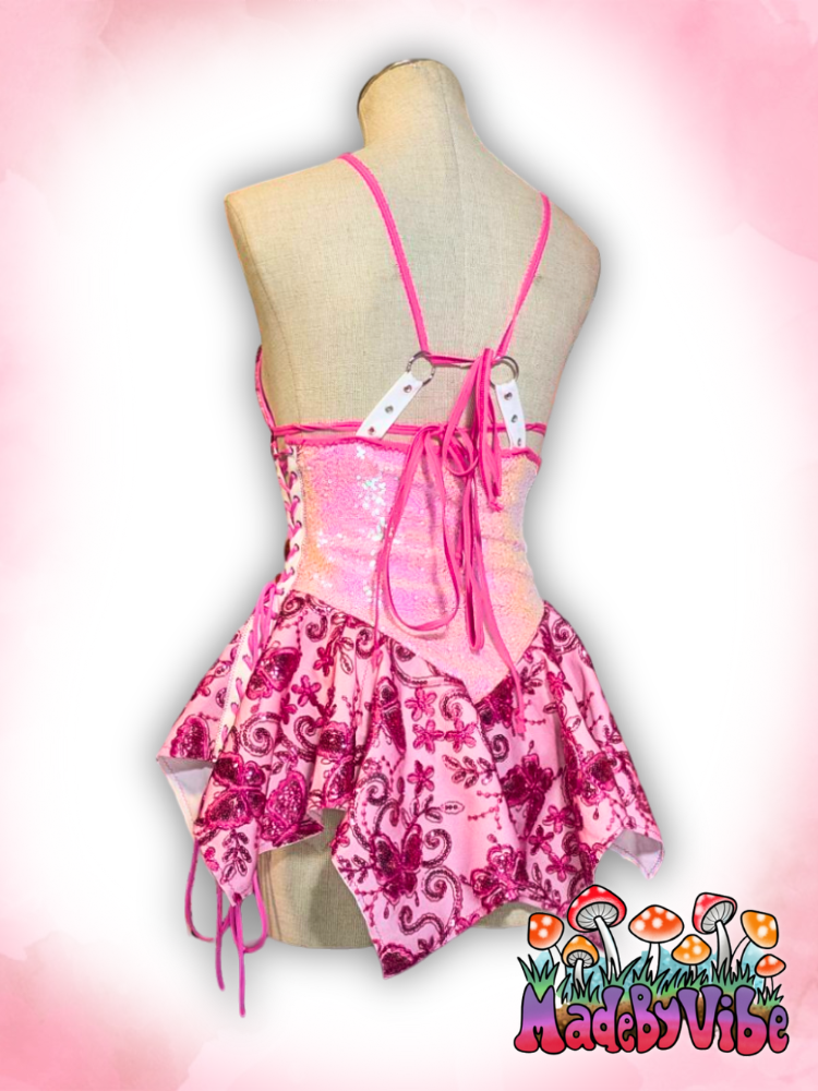 Flutter Fae Pink Sequin Fairy Dress - Size Medium - Ready to Ship