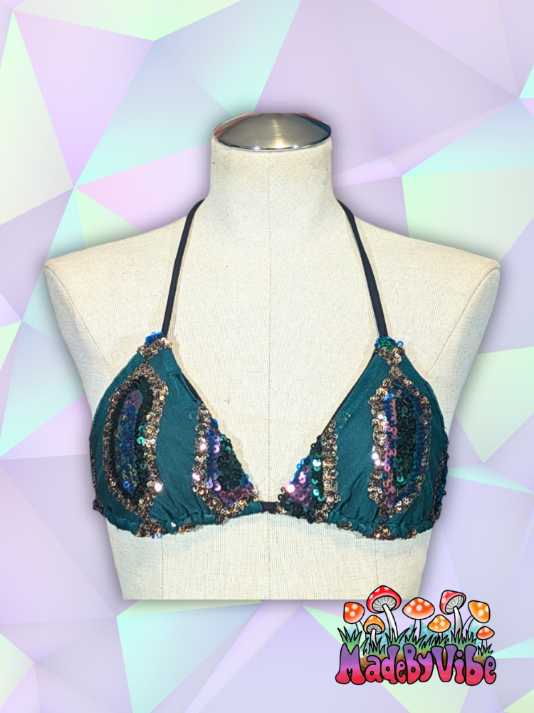 Emerald Nightfall Triangle Halter Top Ready to Ship Made by Vibe