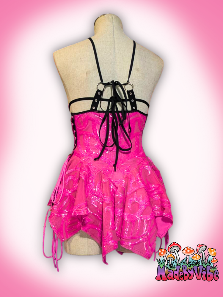 Hyper Pink Sequin Fairy Dress - Size Small - Ready to Ship