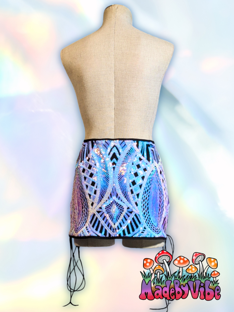 Opal Treasure Lace Up Sides Mini Pencil Skirt - Ready to Ship