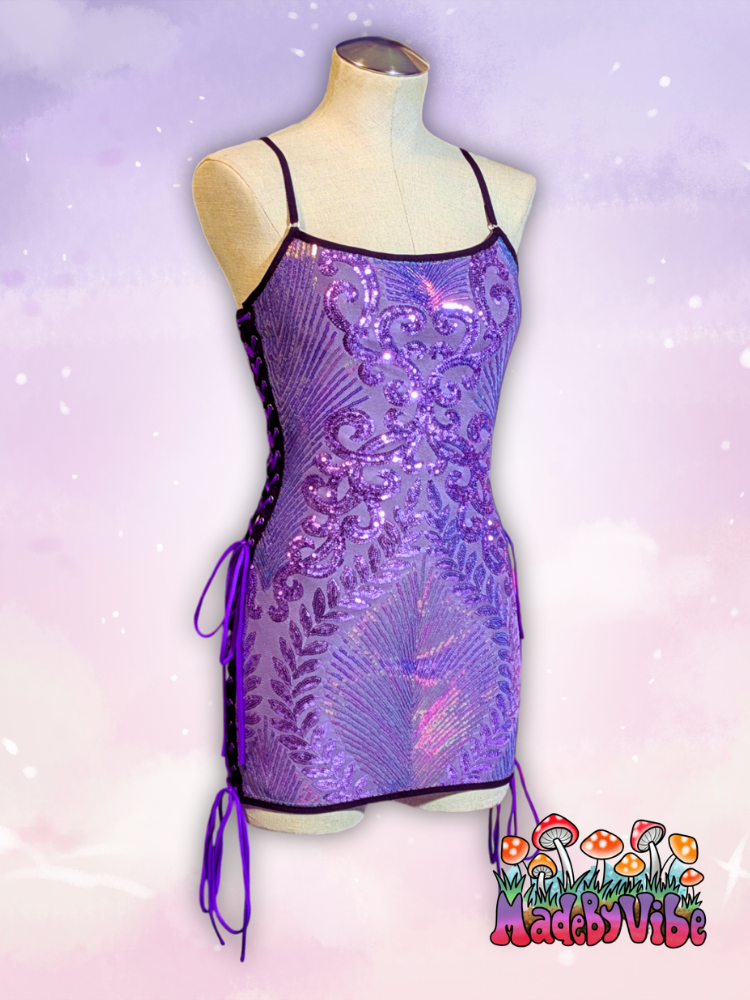 Purple Iridescent Sequin Mini Dress - Ready to Ship